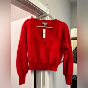 Jcrew woman’s brushed 100% cashmere cropped vneck sweater, size xs